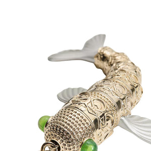 DIOR Dioriviera Little Fish Shape Design Gold-Plated Metal Pendant Unisex Couple Style Gold and Green
