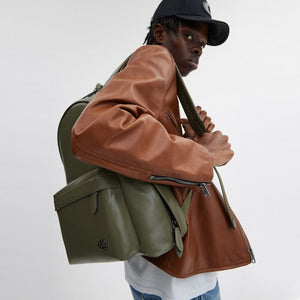 COACH Hall 29 Adjustable Zipper Shoulder Strap Leather Backpack Large Men's Green