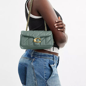 COACH Tabby 20 brass metal accessory leather shoulder bag small size women's gray-green