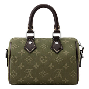 LOUIS VUITTON Speedy BANDOULIÈRE 18 Workwear Aesthetic Distressed Metal Monogram Surplus Jacquard Fabric Handbag Women's Green
