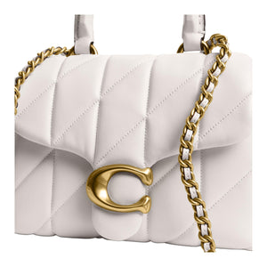 COACH Tabby 19 Quilted Decoration Sheepskin Crossbody Handbag Small Size Women's Chalk White