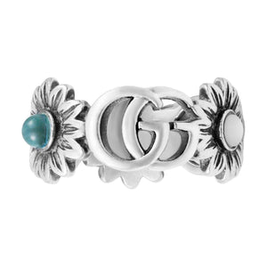 GUCCI GG Marmont Double G Daisy Colorful 925 Silver Topaz.