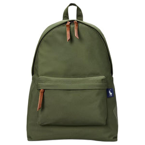 Polo Ralph Lauren brand logo zipper closure fabric backpack, unisex couple style, black