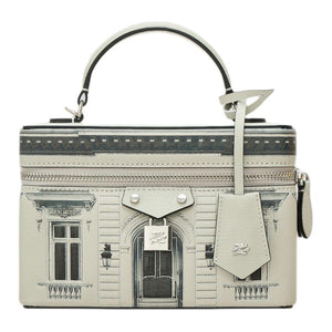 KARL LAGERFELD Galeries Lagerfeld Theatre Ballet Series Special Masterpiece Masterpiece Embossed Craft Brand Logo Leather Makeup Bag Women's White