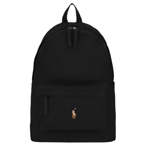 Polo Ralph Lauren brand logo design zipper closure canvas backpack unisex couple style black