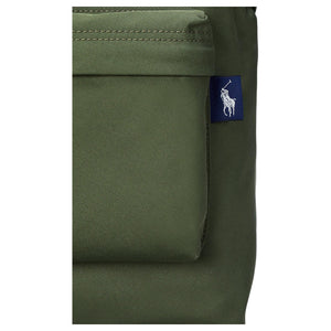 Polo Ralph Lauren brand logo zipper closure fabric backpack, unisex couple style, black