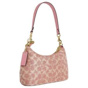 COACH Teri 24 Print Design Detachable Chain Fabric Single Shoulder Bag Medium Size Women's Pink