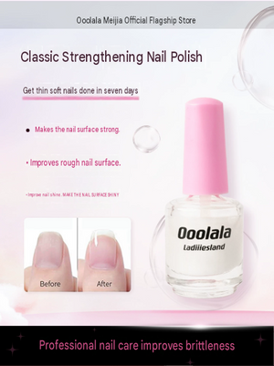 Ooolala Ladiiiesland Nail Polish, Tough Glue, Anti-Breakage, Nude Pink, Transparent Color, No-Bake Nail Bed