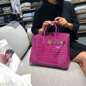 شنطة Birkin نسائية فاخرة بنقشة جلد التمساح – جودة صينية عالية.
