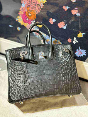 حقيبة فاخرة بتصيم Birkin - نقشة جلد التمساح - جودة صينية عالية.