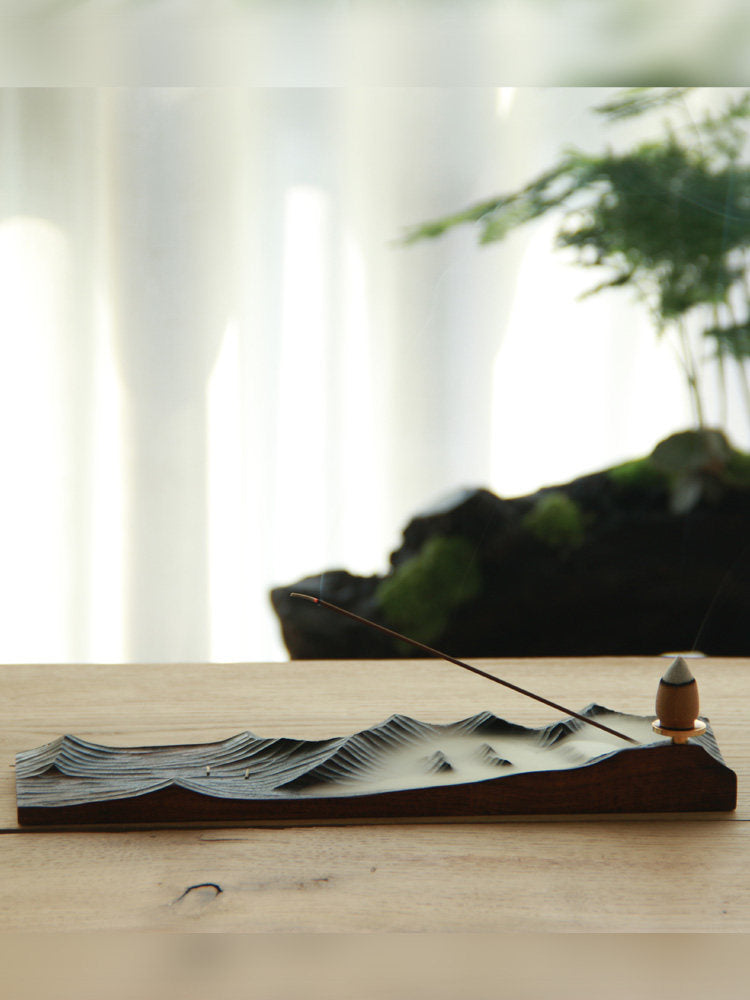 مبخرة خشبية فاخرة بتصميم الجبال | Wooden Incense Burner