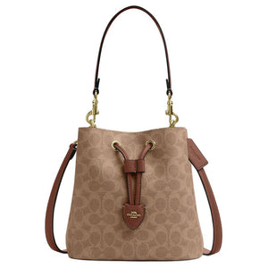 COACH Rowan 22 Brand Logo Classic Synthetic Leather Bucket Bag Single Shoulder Small Women's Brown