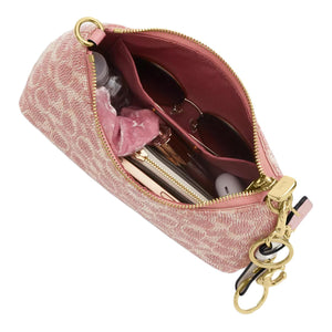 COACH Teri 24 Print Design Detachable Chain Fabric Single Shoulder Bag Medium Size Women's Pink