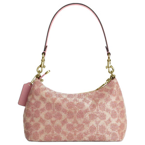 COACH Teri 24 Print Design Detachable Chain Fabric Single Shoulder Bag Medium Size Women's Pink