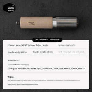 مقبض Portafilter من WOWA خشب و Stainless Steel مقاس M10.