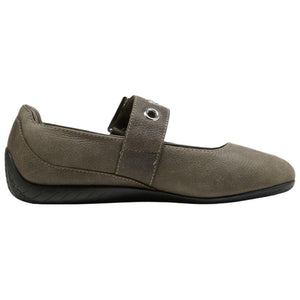 Puma Speedcat Ballet Strap olive green women shoes profile view showing buckle detail.
