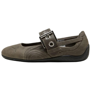 Puma Speedcat Ballet Strap olive shoes side view displaying iconic formstrip and design