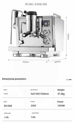 ROCKET Italian Coffee Machine R9 ONE Semi-Automatic Saturated Brewing Head with Dual Boiler0