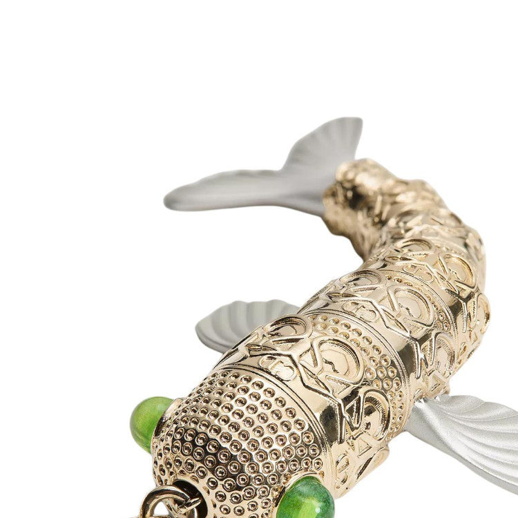 DIOR Dioriviera Little Fish Shape Design Gold-Plated Metal Pendant Unisex Couple Style Gold and Green