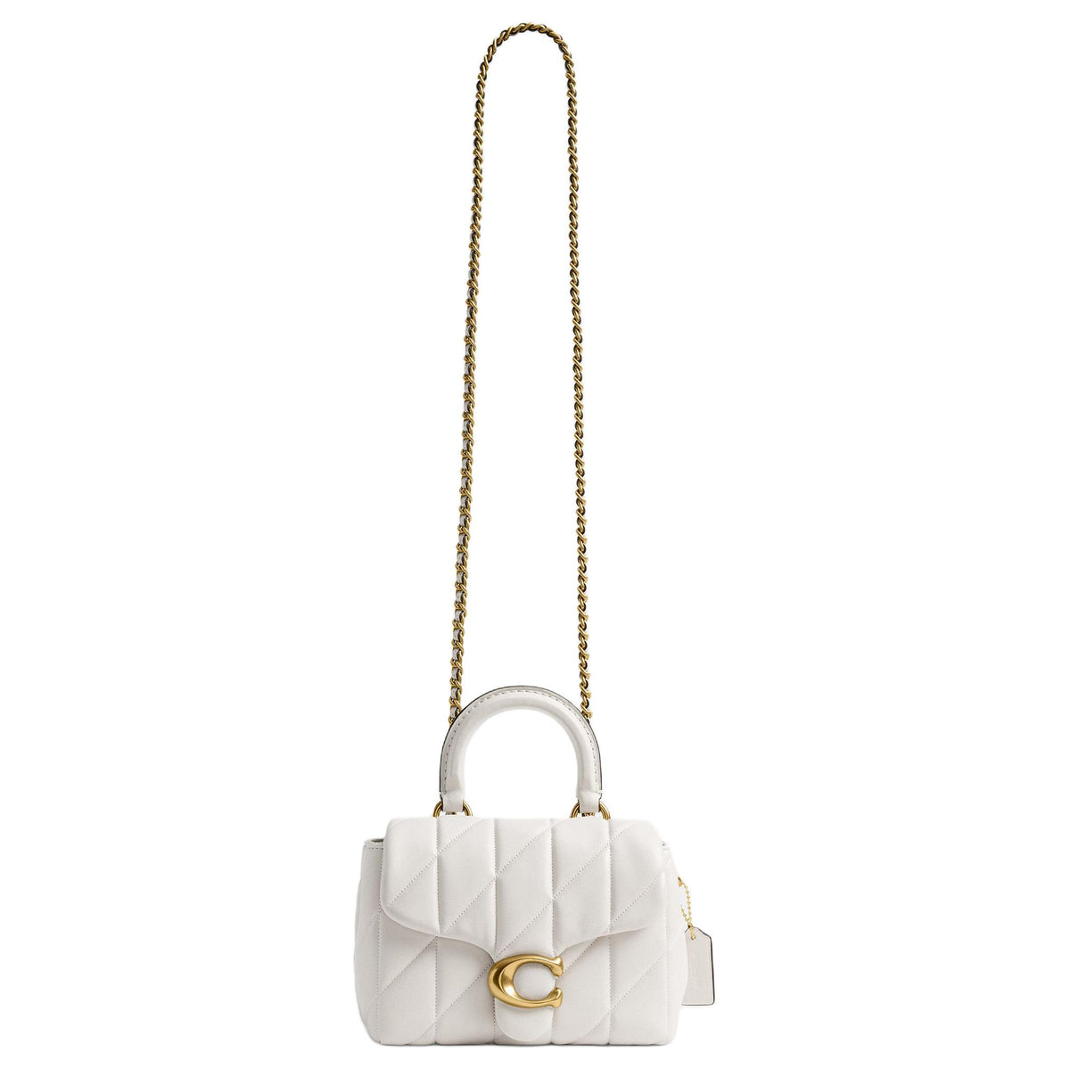 COACH Tabby 19 Quilted Decoration Sheepskin Crossbody Handbag Small Size Women's Chalk White