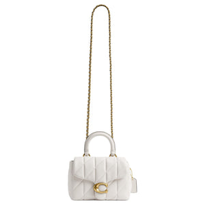 COACH Tabby 19 Quilted Decoration Sheepskin Crossbody Handbag Small Size Women's Chalk White