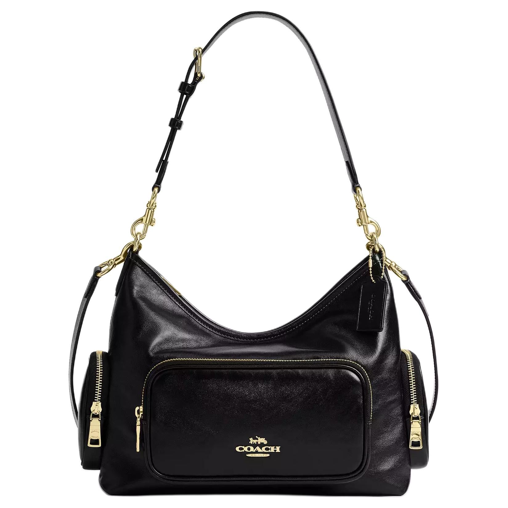 COACH Laurel 30 Zipper Detachable Shoulder Strap Leather Single Shoulder Bag Large Women's Black