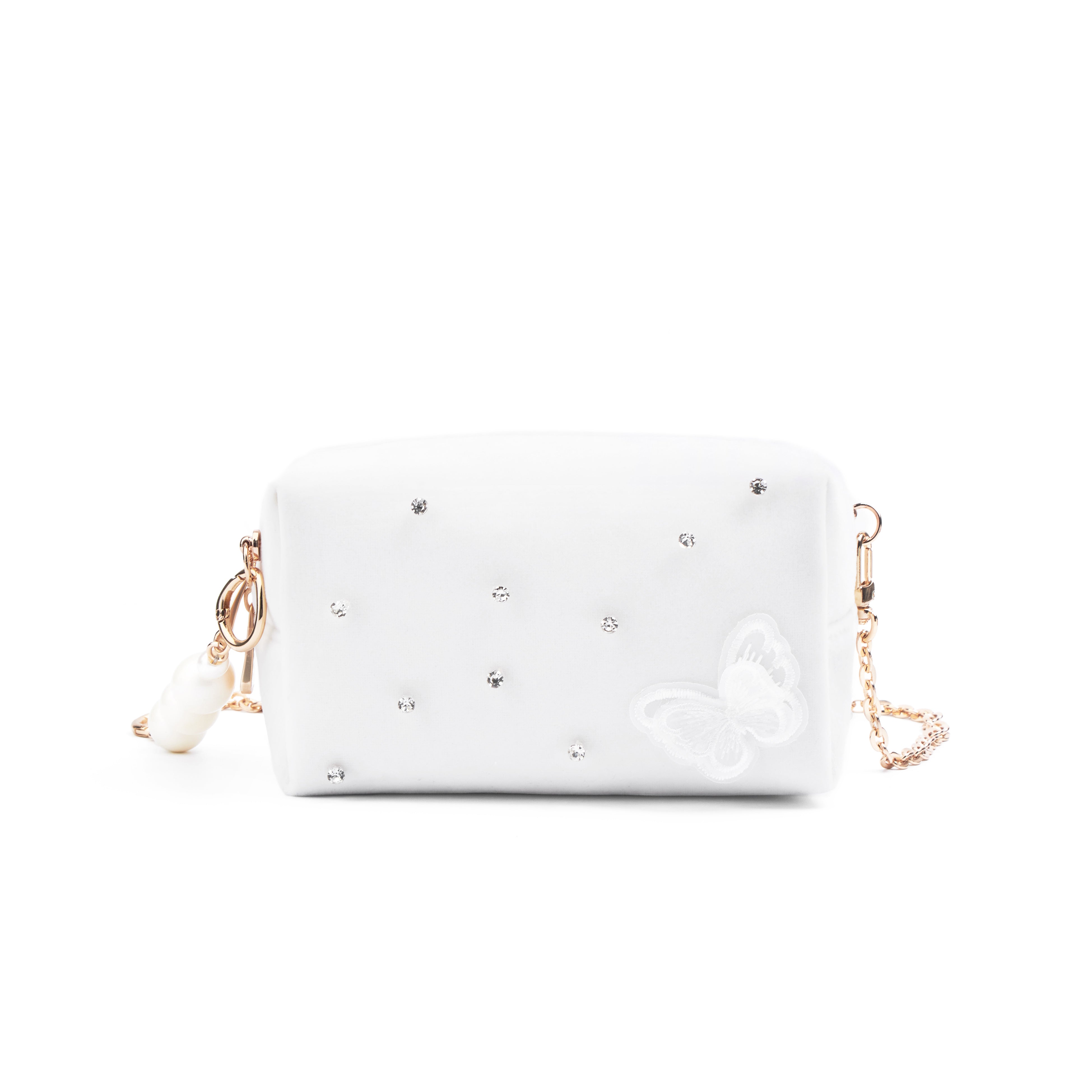 [Custom Makeup Bag] DIOR Small Flower Gardenia Letter French Romantic Elegant Refined Gentle Hepburn Style High-End Simple Regular Velvet Makeup Bag