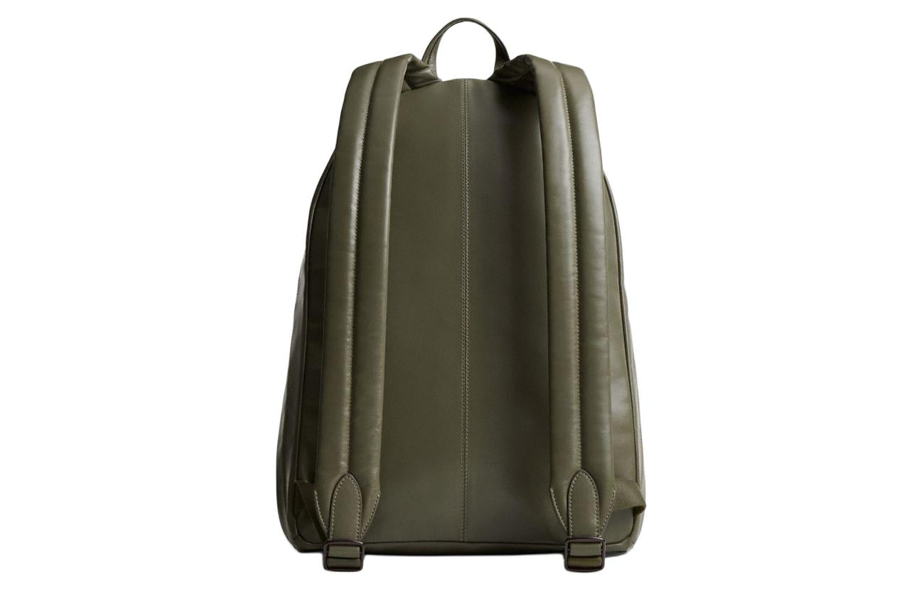 COACH Hall 29 Adjustable Zipper Shoulder Strap Leather Backpack Large Men's Green