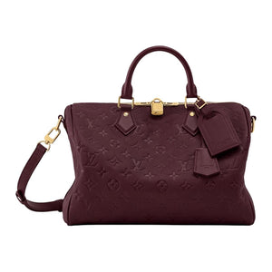 LOUIS VUITTON SPEEDY SOFT 30 Classic Monogram Gold Padlock, Name Tag, Detachable and Adjustable Shoulder Strap, Embossed Cowhide Handbag, Women's Pomegranate Red
