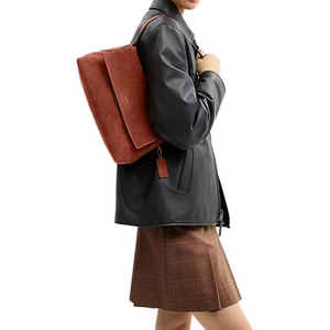 COACH Chelsea 30 Minimalist Design Push-Lock Cleavage Leather Single Shoulder Bag Large Women's Terracotta Color