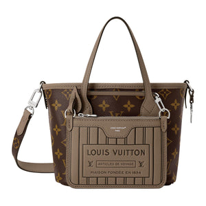 LOUIS VUITTON NEVERFULL INSIDE OUT detachable shoulder strap, cowhide tote bag, single shoulder bag, mini for women, smoky brown