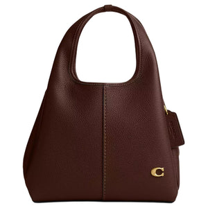 COACH Lana 22 Metal Logo Polished Pebble Leather Handbag Small Size Women's Brass Maple Color