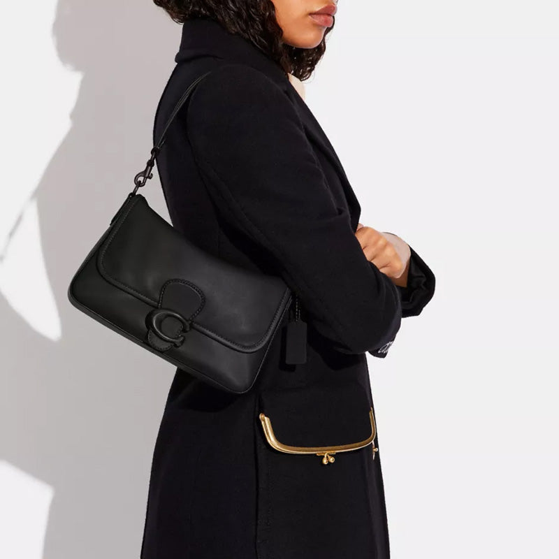 COACH Tabby 27 Snap-Closure Leather Crossbody Single Shoulder Bag Large Women's Black