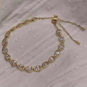 apm monaco adjustable waterdrop delicate bracelet for women, gold