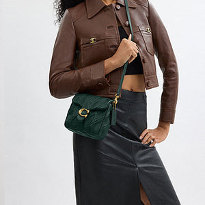 COACH Tapby 17 Brand Logo Flip Flip Closure Sheepskin Crossbody Shoulder Bag Small Women's Jungle Green