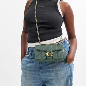 COACH Tabby 20 brass metal accessory leather shoulder bag small size women's gray-green