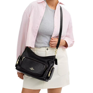 COACH Laurel 30 Zipper Detachable Shoulder Strap Leather Single Shoulder Bag Large Women's Black