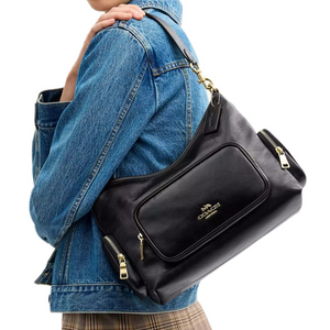 COACH Laurel 30 Zipper Detachable Shoulder Strap Leather Single Shoulder Bag Large Women's Black