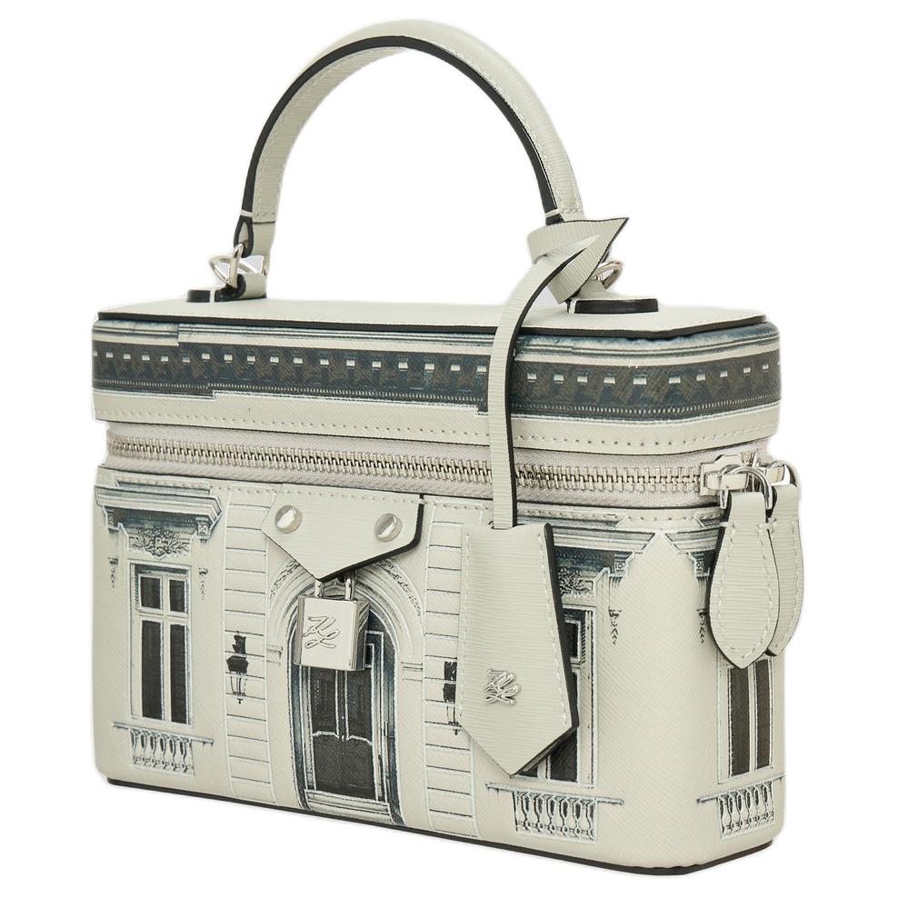 KARL LAGERFELD Galeries Lagerfeld Theatre Ballet Series Special Masterpiece Masterpiece Embossed Craft Brand Logo Leather Makeup Bag Women's White