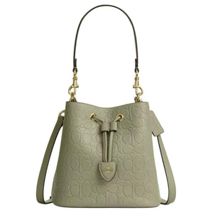 COACH Rowan 21 Letter-Embossed Gold Hardware Accessories Pebble Pattern Leather Bucket Bag Single Shoulder Small Women's Pistachio Green