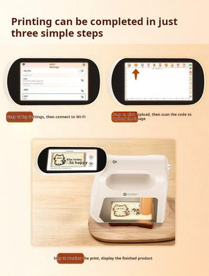 Infographic showing the fast setup process for طابعة الطعام المحمولة (Portable Food Printer) and its ease of use.