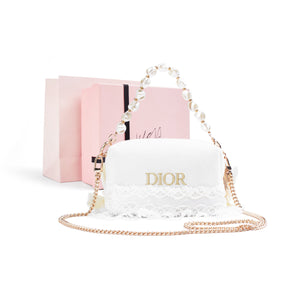 DIOR [Custom Makeup Bag] Amber Moonlight Beret Exquisite Elegance Lace Decoration Girly Heart Gentle Sweet Style Regular Velvet Makeup Bag