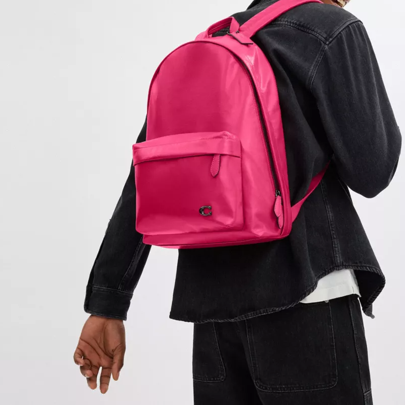 COACH Hall 29 Zipper Adjustable Shoulder Strap, Paperweight Leather, Backpack, Large Size, Men's, Dragon Fruit Color