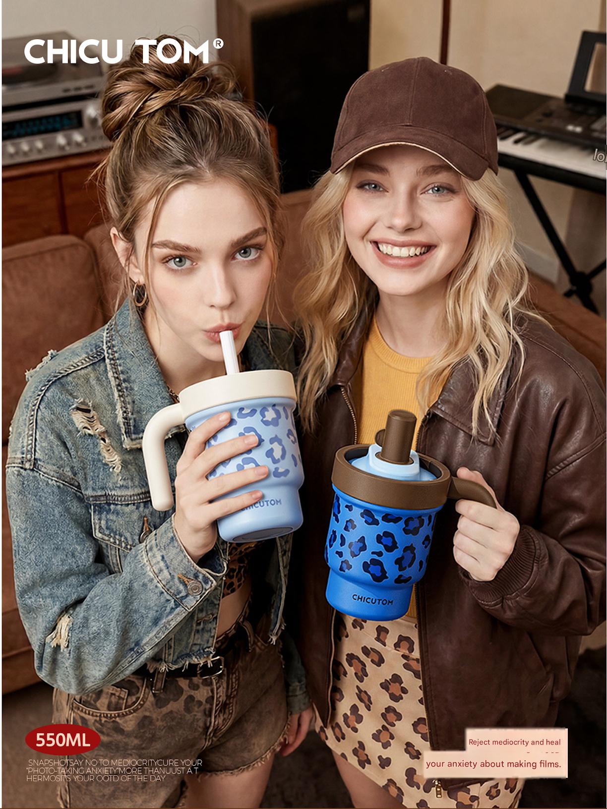 كوب حراري CHICU TOM بتصميم Leopard ونظام عزل حراري 550ml