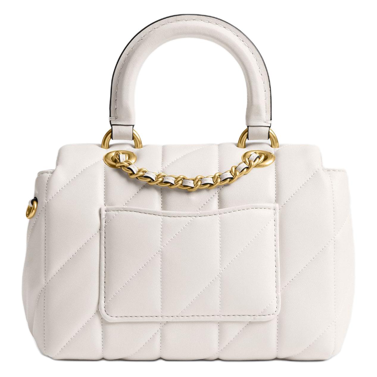 COACH Tabby 19 Quilted Decoration Sheepskin Crossbody Handbag Small Size Women's Chalk White