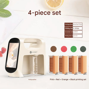 Comprehensive four-cartridge professional bundle for طابعة الطعام المحمولة (Portable Food Printer) and commercial طابعة كافيهات ومخابز (Cafes and bakeries printer) use.