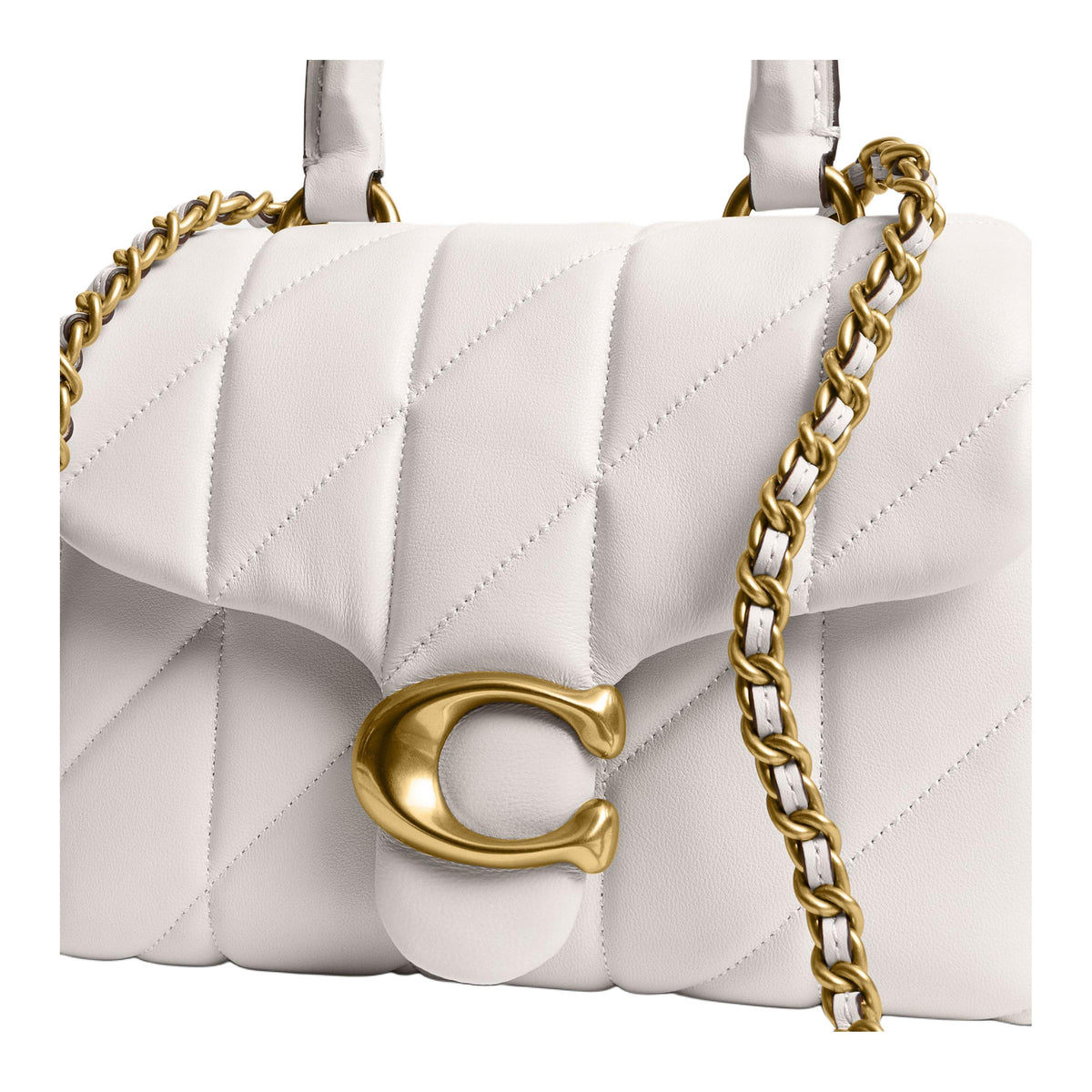 COACH Tabby 19 Quilted Decoration Sheepskin Crossbody Handbag Small Size Women's Chalk White
