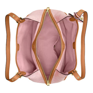 COACH Erin 31 Monogram Full Print Metal Accessory Floral Letter Pendant Tote Bag, Coated Canvas Leather Handbag Single Shoulder Bag, Large Size Women's Pink