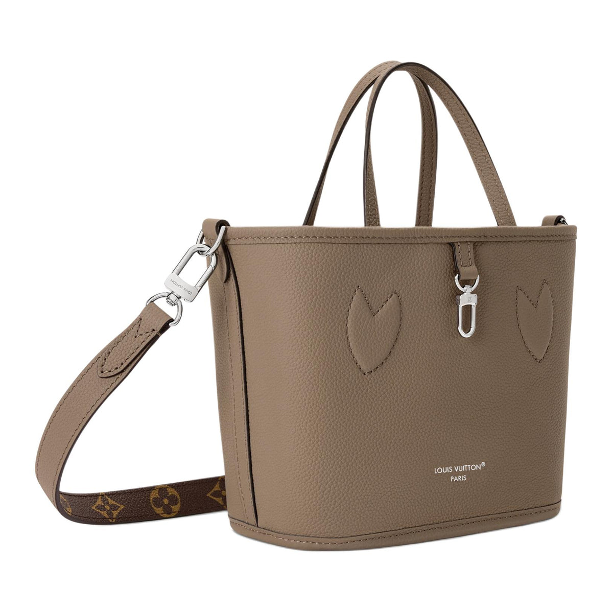 LOUIS VUITTON NEVERFULL INSIDE OUT detachable shoulder strap, cowhide tote bag, single shoulder bag, mini for women, smoky brown