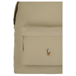 Polo Ralph Lauren brand logo canvas backpack unisex couple style khaki